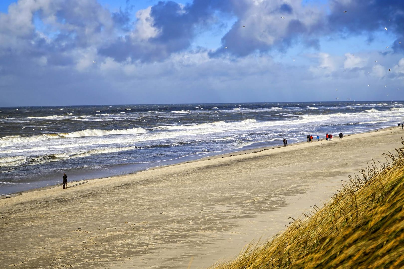 Westerland: Der Sandstrand im Westen Sylts ist nicht nur bei Spaziergängern sondern auch Windsurfern sehr beliebt.