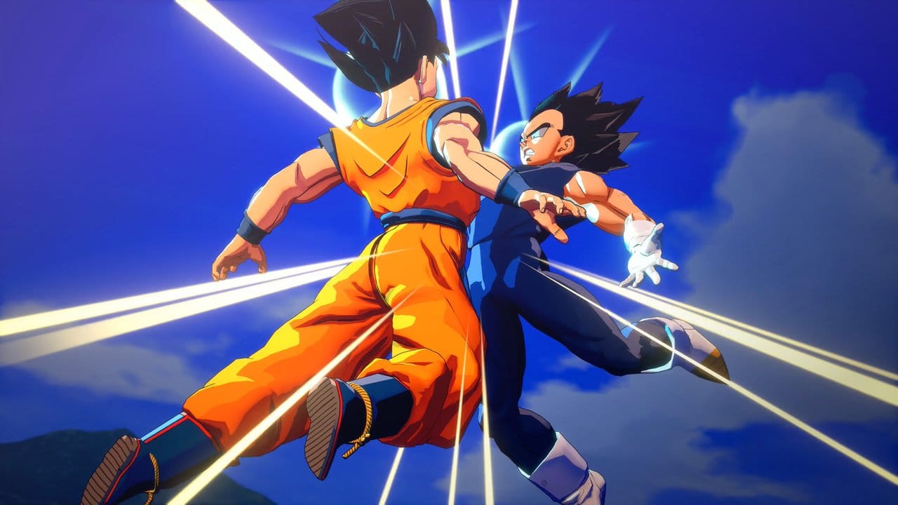 Bumm! Hier messen Son Goku und Sayajin Vegeta ihre Kräfte.