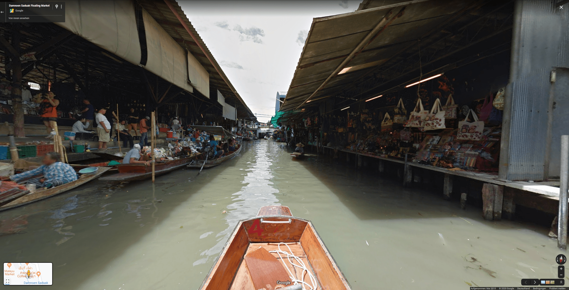 Weniger gefährlich ist dagegen eine Einkaufstour auf dem schwimmenden Markt in Thailand.