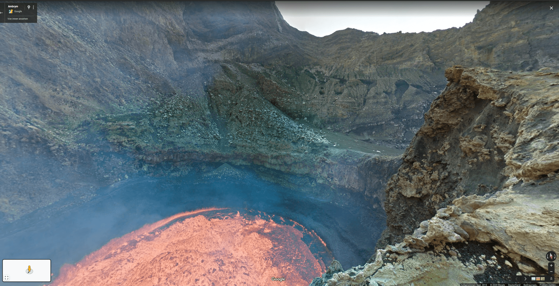 Auch ganz nah ran, kommen Nutzer die Lava eines Vulkans im Südpazifik.