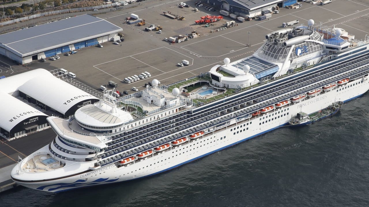 Das Kreuzfahrtschiff "Diamond Princess" liegt in einem Hafen in Japan.