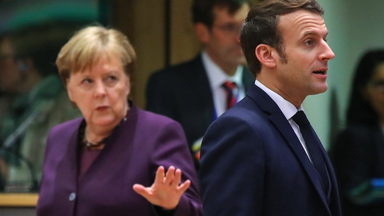 Schlüsselfiguren im Streit um den EU-Haushalt: Frankreichs Präsdient Emmanuel Macron und Bundeskanzlerin Angela Merkel.