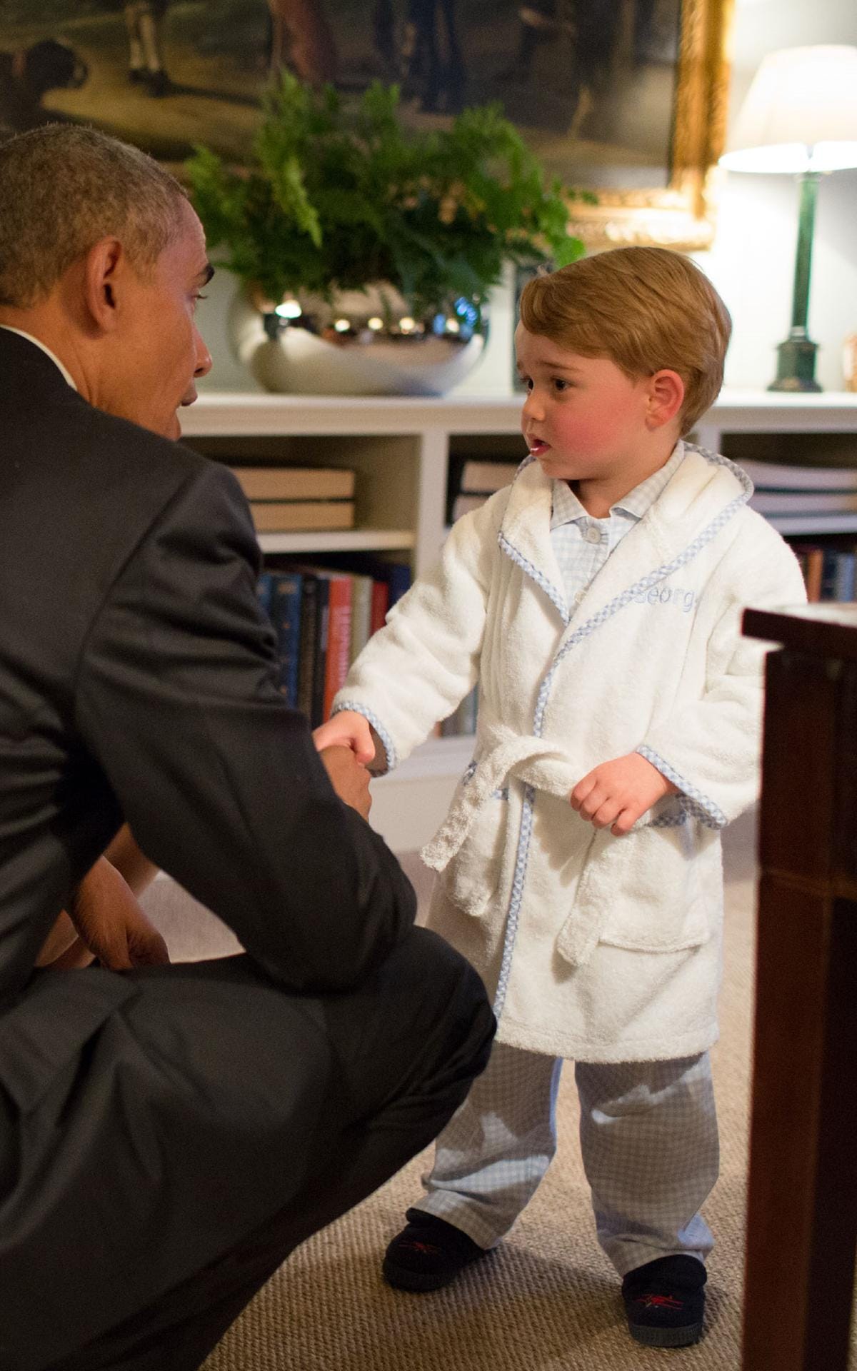 Barack Obama und Prinz George im April 2016
