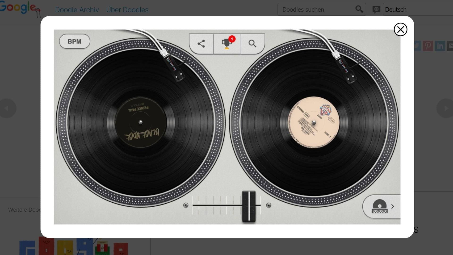 Ab an die Turntables. In diesem Doodle können Nutzer sich als Hip-Hop-DJ ausprobieren.