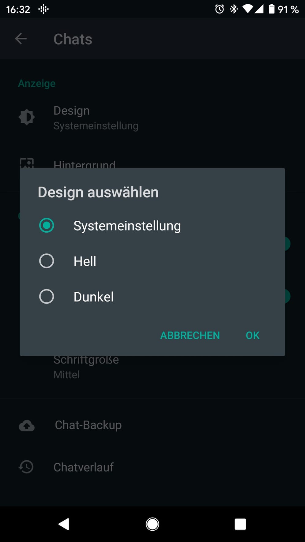 WhatsApp Dunkelmodus