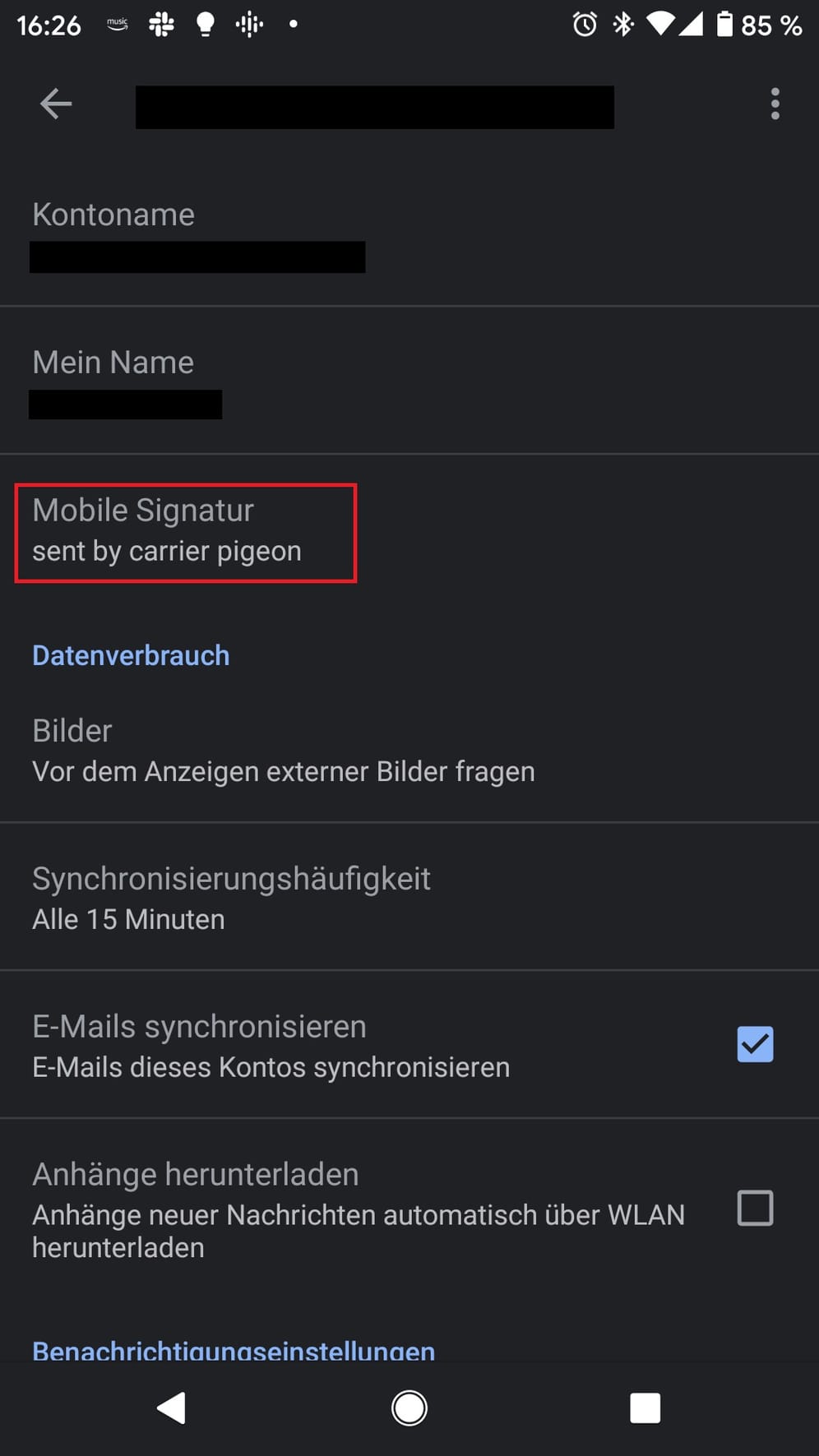 Mobile E-Mail-Signatur ändern