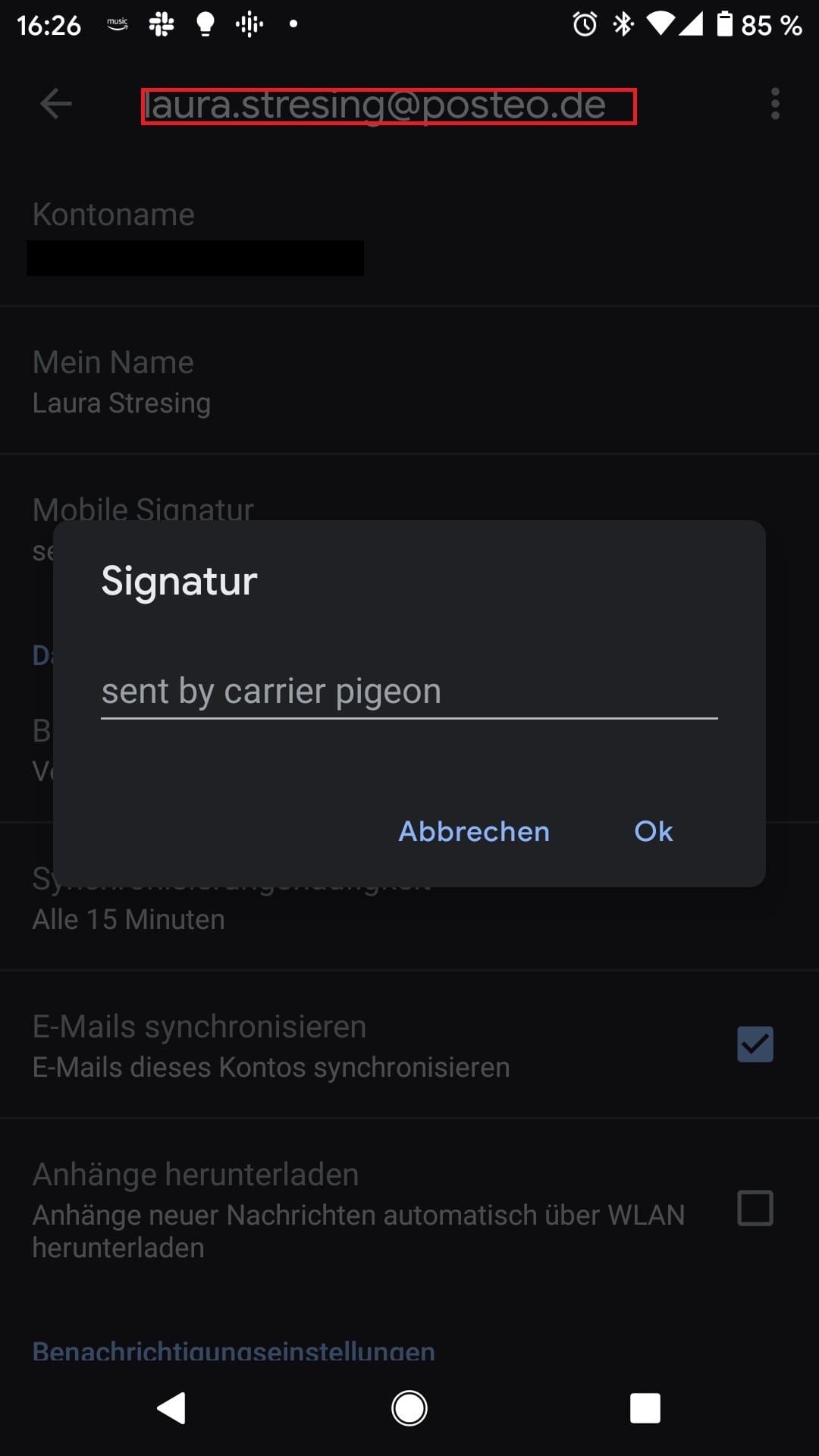 Mobile E-Mail-Signatur ändern