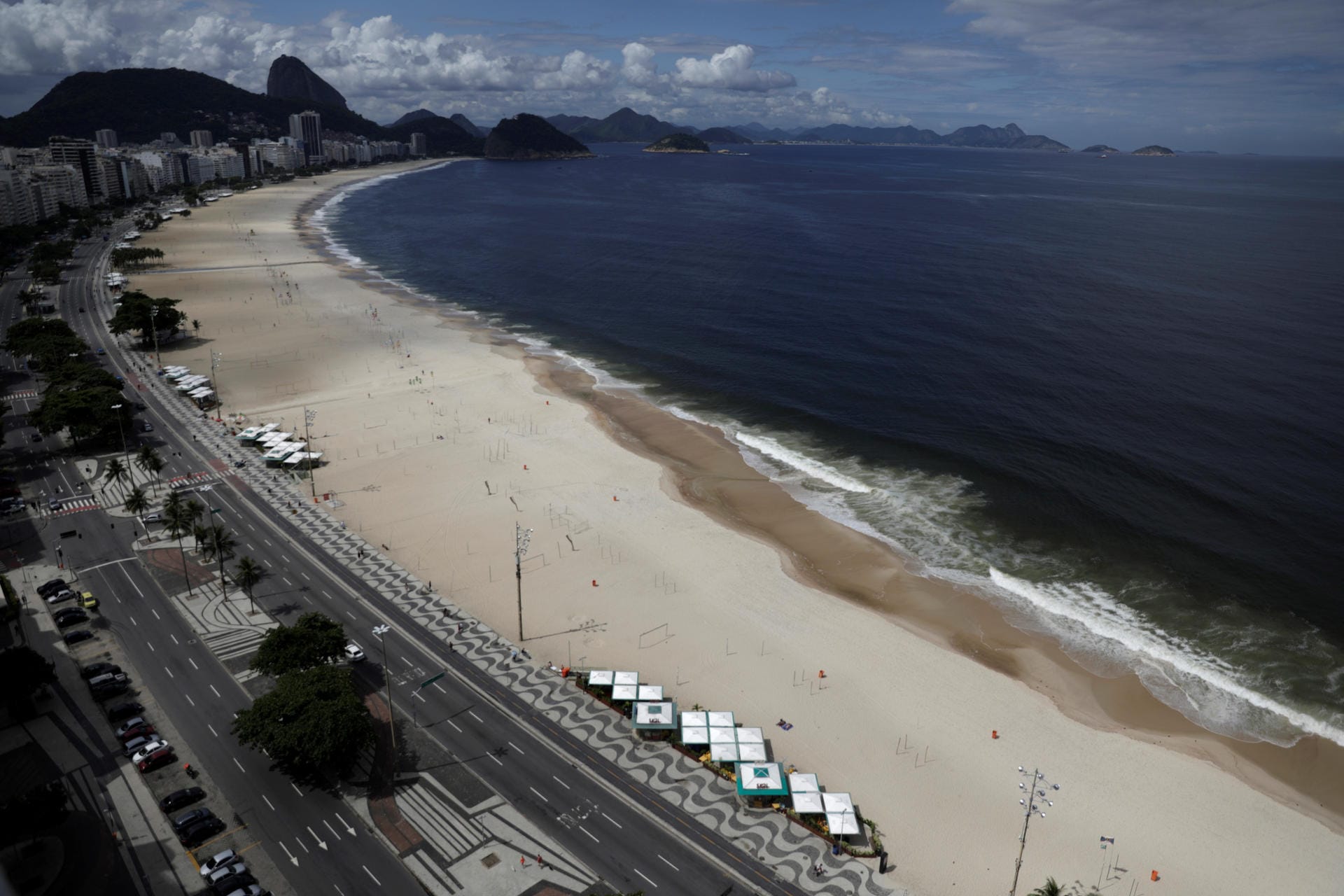 Rio de Janeiro, Brasilien: Mittlerweile häufen sich die Corona-Fälle auch in Südamerika. Auf den Stränden der Copacabana sind kaum Menschen zu sehen.