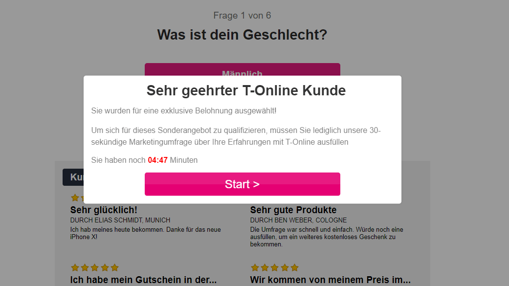 Derzeit verschicken Betrüger Spammails in Namen von "T-Online".