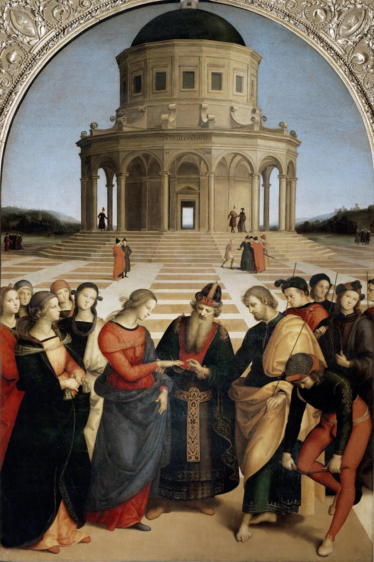 Vermählung Mariä, 1504, 170 x 117 cm, Öl auf Holz, Pinacoteca di Brera, Mailand