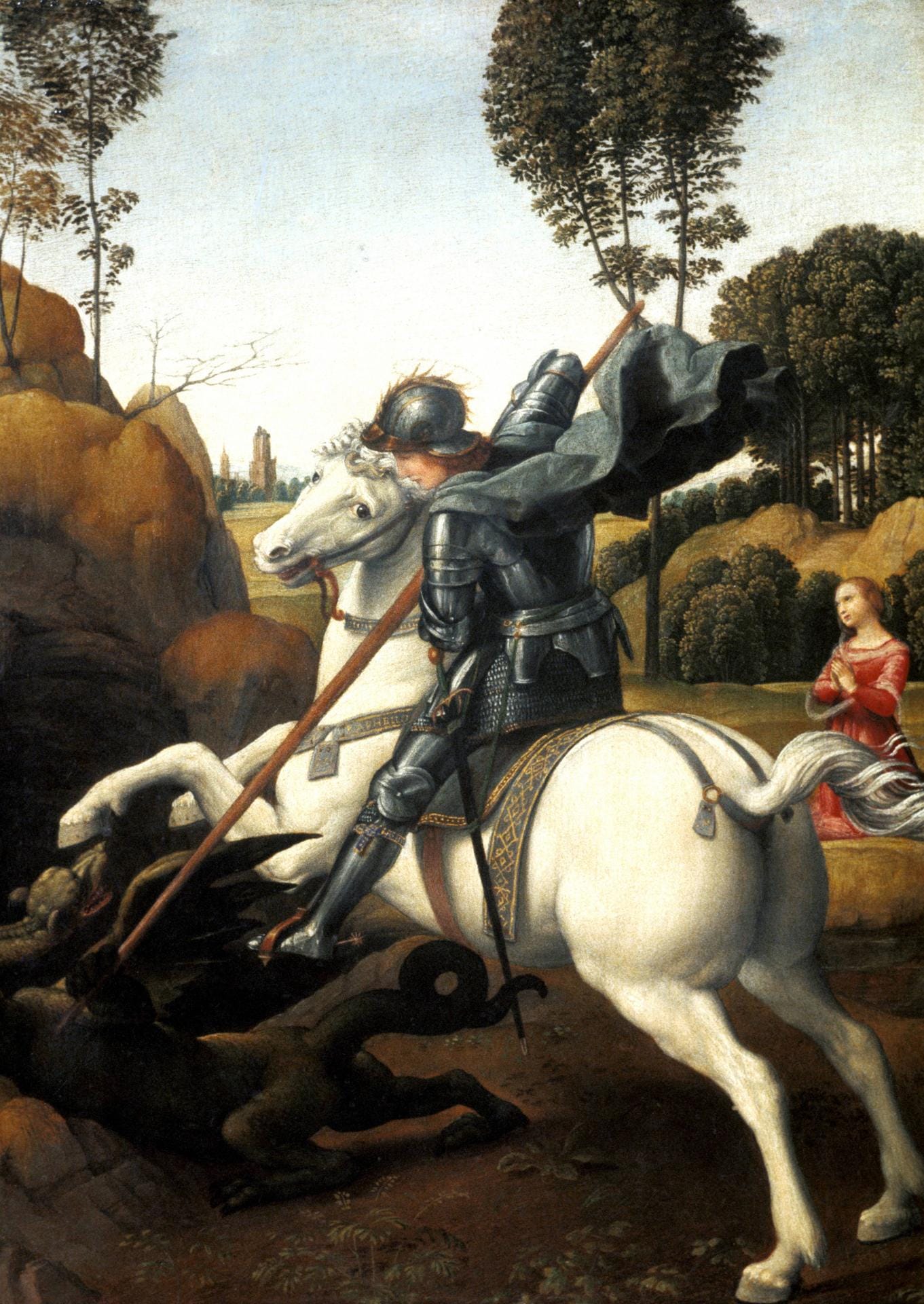 Der hl. Georg im Kampf mit dem Drachen, 1504 - 1506, 28,5 x 21,5 cm, Öl auf Holz, National Gallery of Art, Washington, D.C.