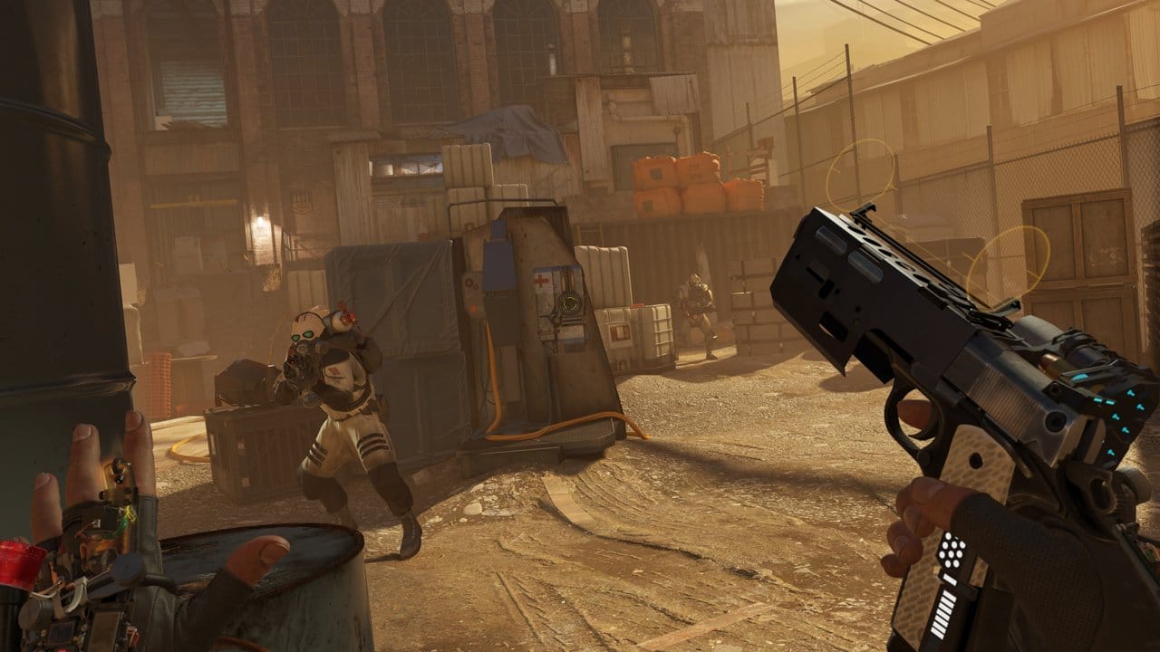 Feuergefechte in "Half Life: Alyx": Nicht mit der Maus, mit der Hand wird gezielt. Feuergefechte in "Half Life: Alyx": Nicht mit der Maus, mit der Hand wird gezielt.
