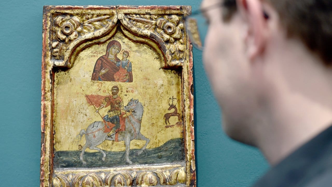 Die Ikone mit dem heiligen Eustathios aus Griechenland (17.