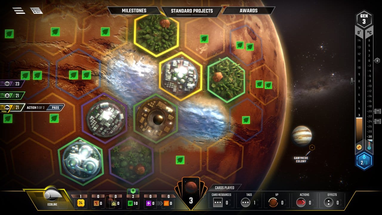 In "Terraforming Mars" versuchen Spieler, den roten Planeten bewohnbar zu machen.