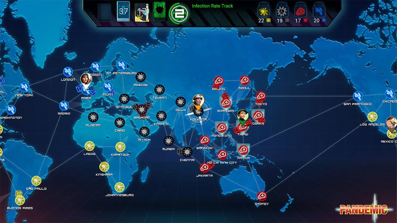 In "Pandemic" müssen Spieler versuchen, eine weltweite Pandemie einzudämmen - bei der digitalen Variante allerdings allein und nicht im Team mit anderen.