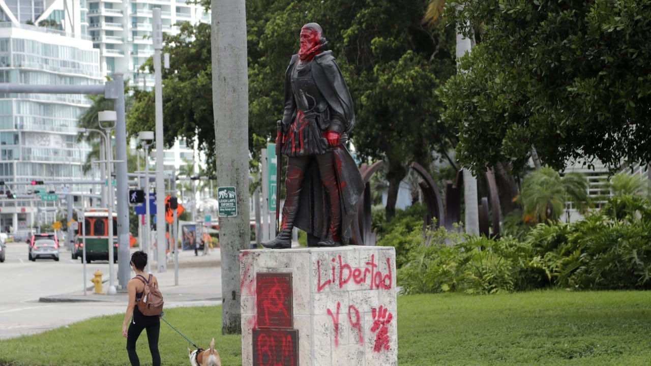 Statue von Juan Ponce de Leon in Miami: Der Tod von George Floyd in den USA hat weltweit Proteste gegen Rassismus und Polizeigewalt nach sich gezogen.