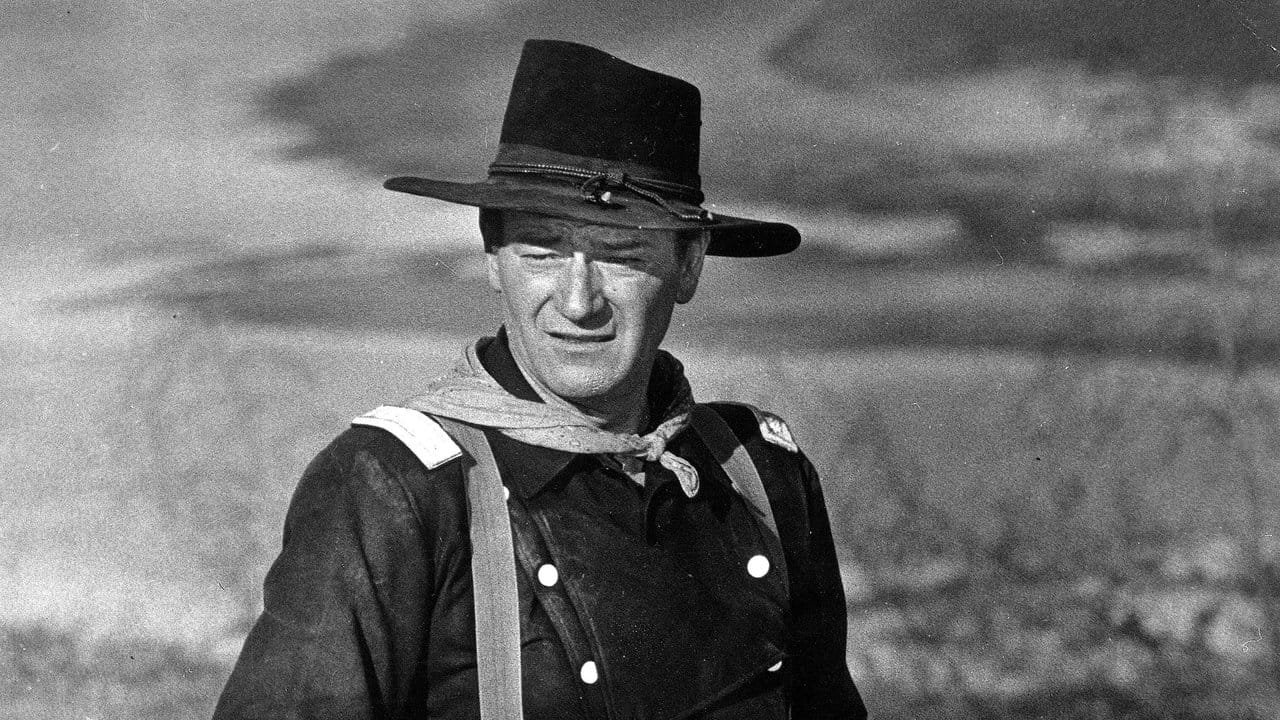 John Wayne während der Dreharbeiten zu dem Film "Der letzte Befehl" (Originaltitel: "The Horse Soldiers").
