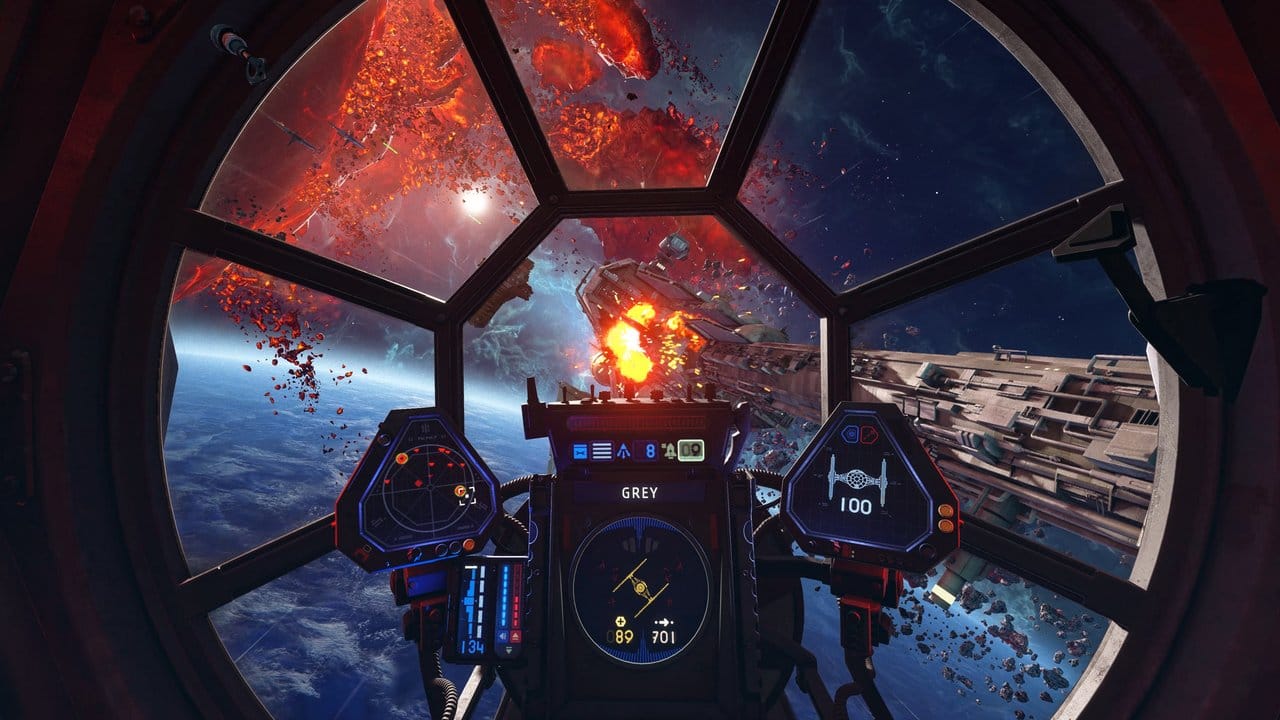 "Star Wars Squadrons" erlebt man im Cockpit aus der Ego-Perspektive.