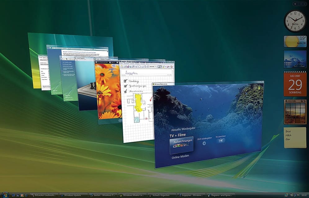 Mit Windows Aero, einer grafisch aufwendig inszenierten Oberfläche, die etwa halbdurchsichtige Fenster oder diesen schicken 3D-Anwendungswechsler bot, wusste die neue Version anfangs zu überzeugen.