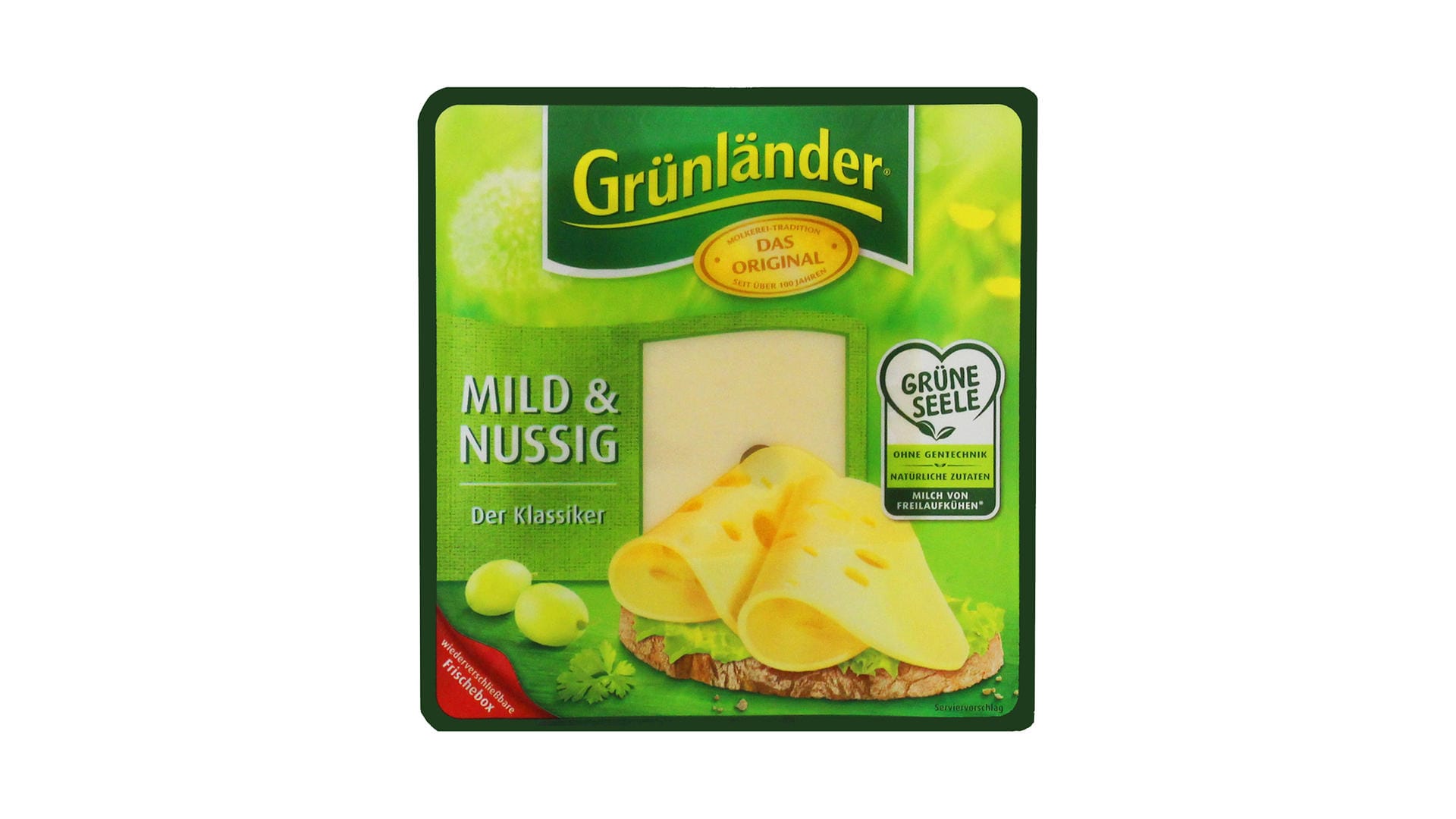 "Grünländer Käse" von Hochland verspricht "Milch von Freilaufkühen", aber die Tiere stehen im Stall.