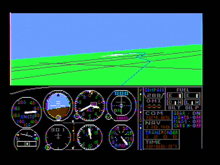 Der erste "Microsoft Flight Simulator" erschien 1982 für PCs. Ursprünglich wurde der "Flight Simulator" 1979 von dem Unternehmen Sublogic für den Apple II entwickelt. Microsofts Version hatte verbesserte Grafik, wechselhaftes Wetter und ein neues Koordinatensystem.