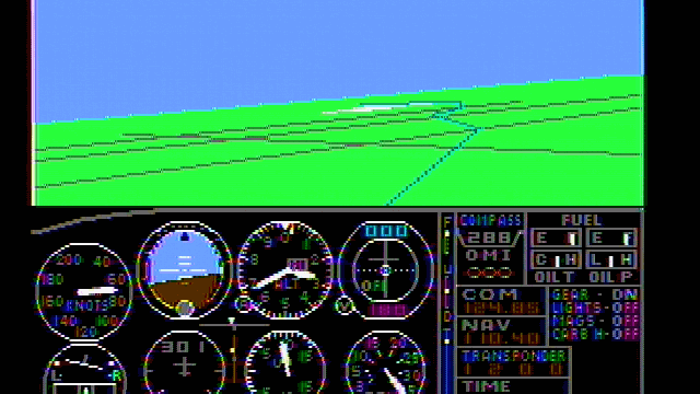 Der erste "Microsoft Flight Simulator" erschien 1982 für PCs. Ursprünglich wurde der "Flight Simulator" 1979 von dem Unternehmen Sublogic für den Apple II entwickelt. Microsofts Version hatte verbesserte Grafik, wechselhaftes Wetter und ein neues Koordinatensystem.