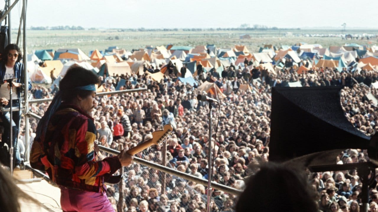 Jimi Hendrix bei seinem Auftritt auf dem Love-and-Peace-Festival auf der Ostsee-Insel Fehmarn.