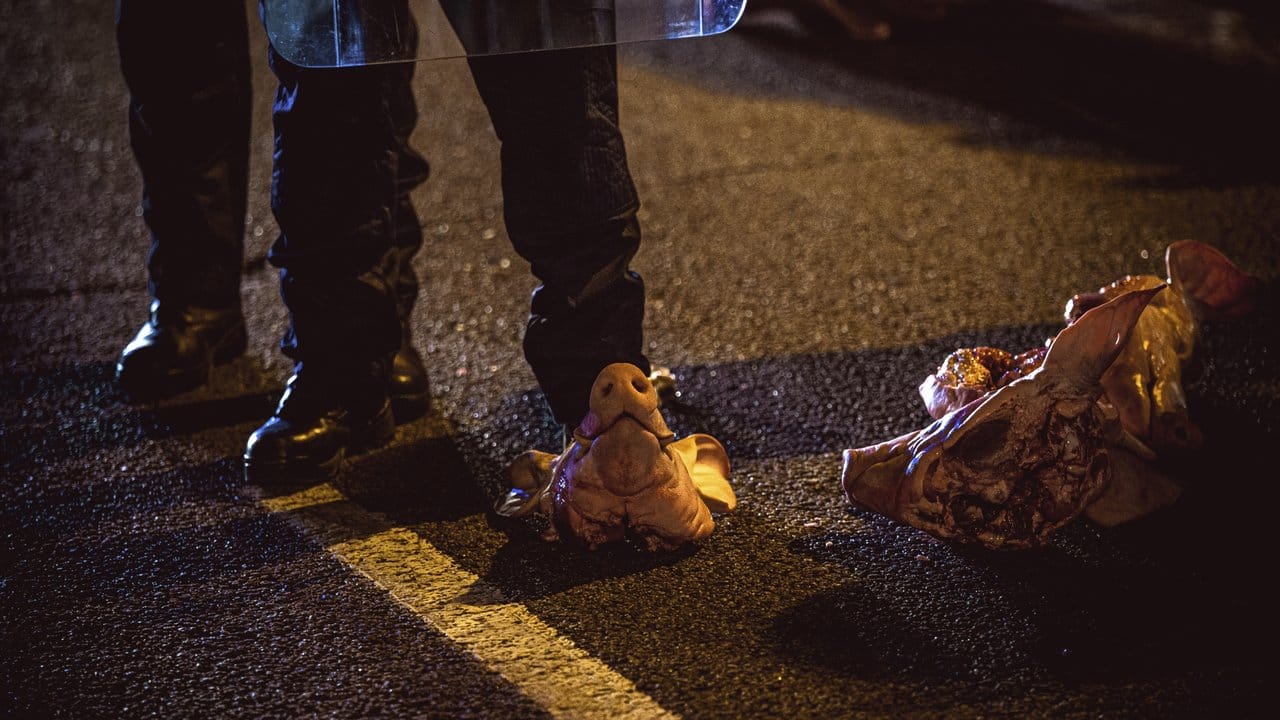 Katalanische Sicherheitskräfte sind von Demonstranten unter anderem mit Schweineköpfen beworfen worden.