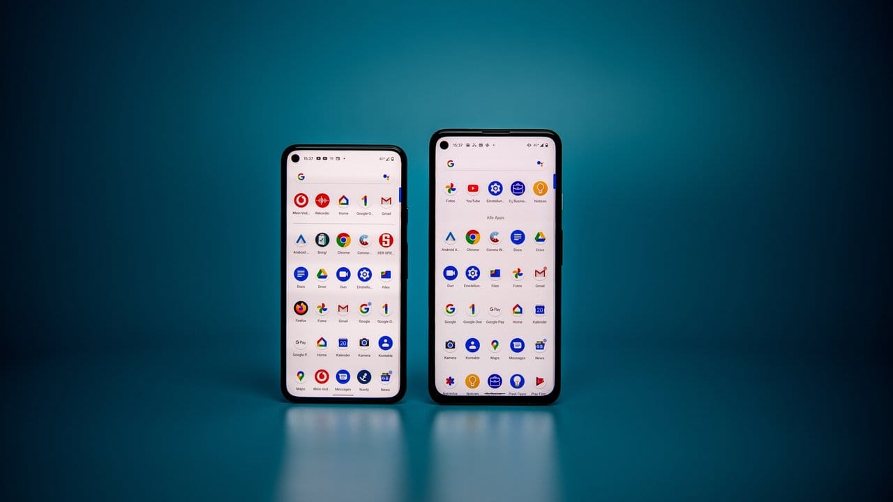 Googles neues Flaggschiff ist das Pixel 5 (links) für 613 Euro.