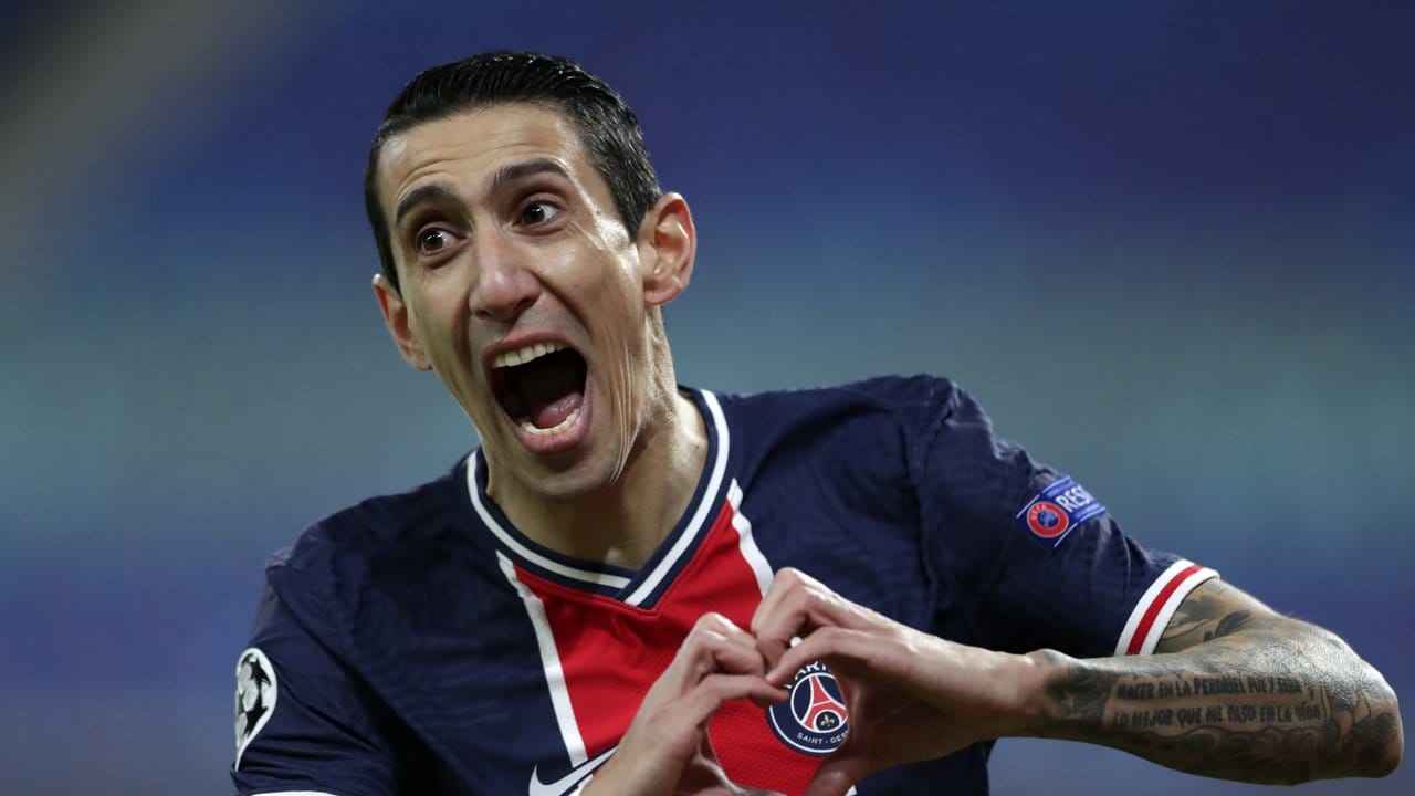 Angel Di Maria feiert seinen Treffer zur 1:0-Führung von Paris Saint-Germain. Angel Di Maria feiert seinen Treffer zur 1:0-Führung von Paris Saint-Germain.