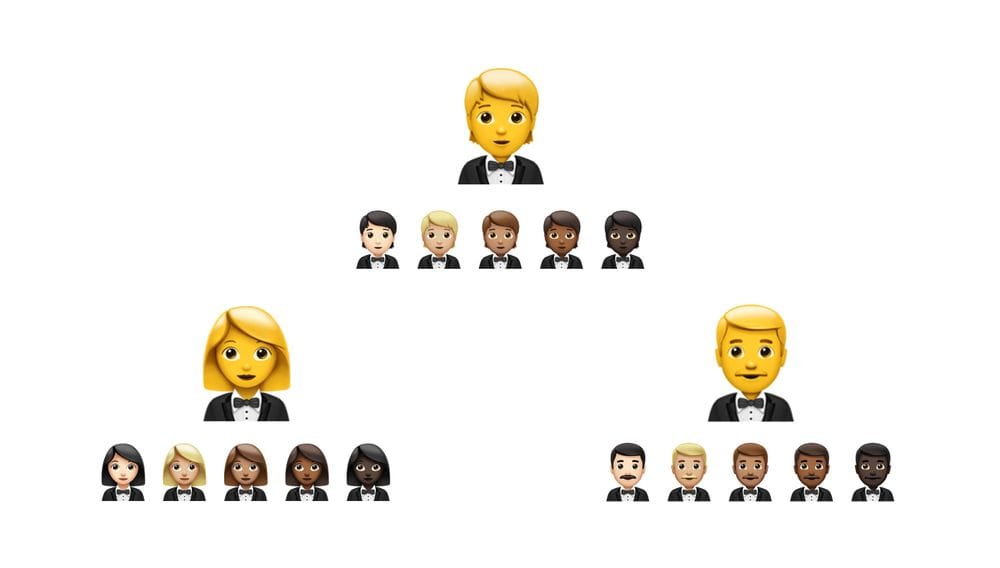 Bei den neuen Emojis können nicht nur mehr Männer, sondern auch Frauen einen Anzug tragen. Auch gibt es eine geschlechtsneutrale Option.