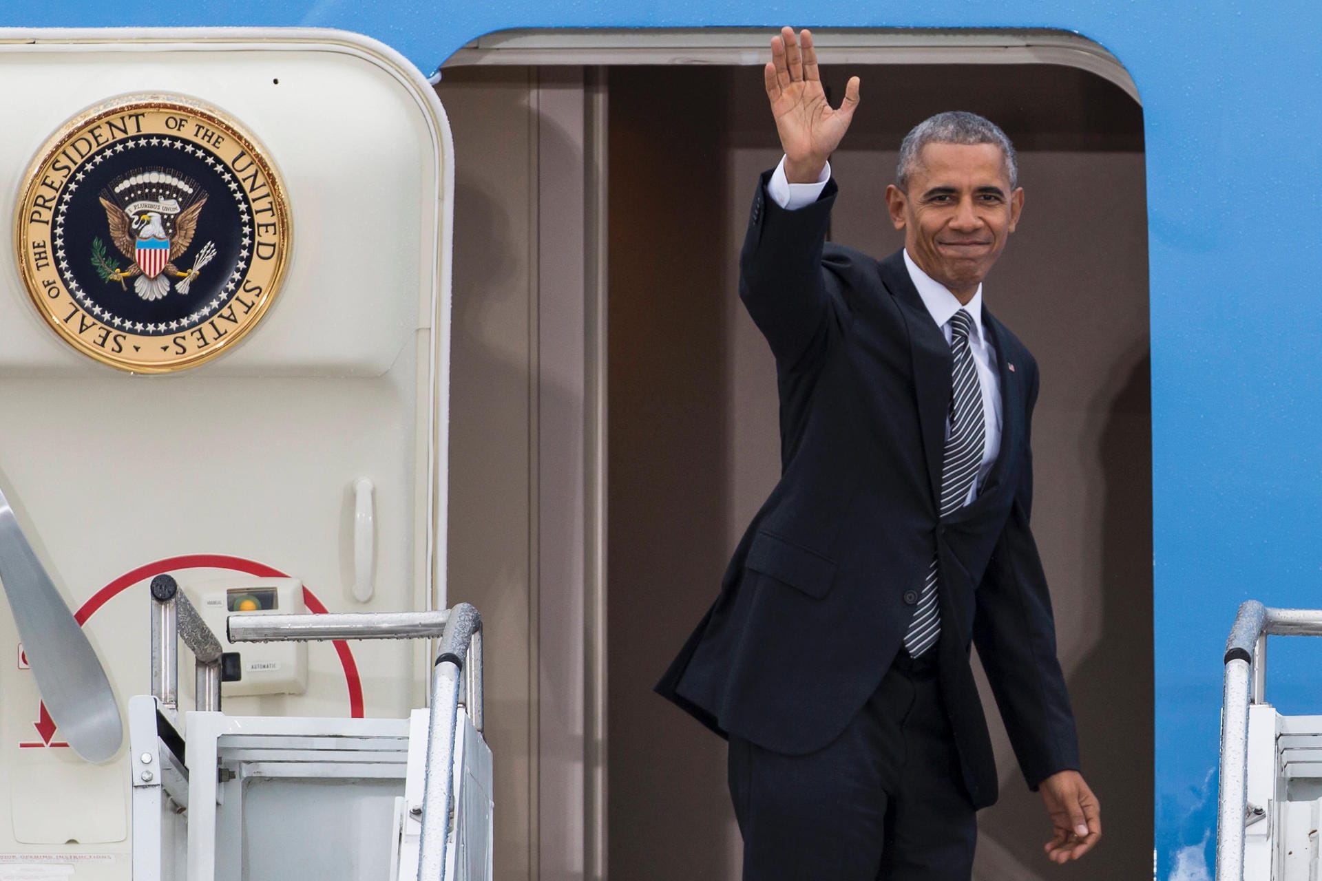 Die Air Force One zu Besuch in Berlin-Tegel: 2016 besuchte der damalige US-Präsident Barack Obama die Hauptstadt.