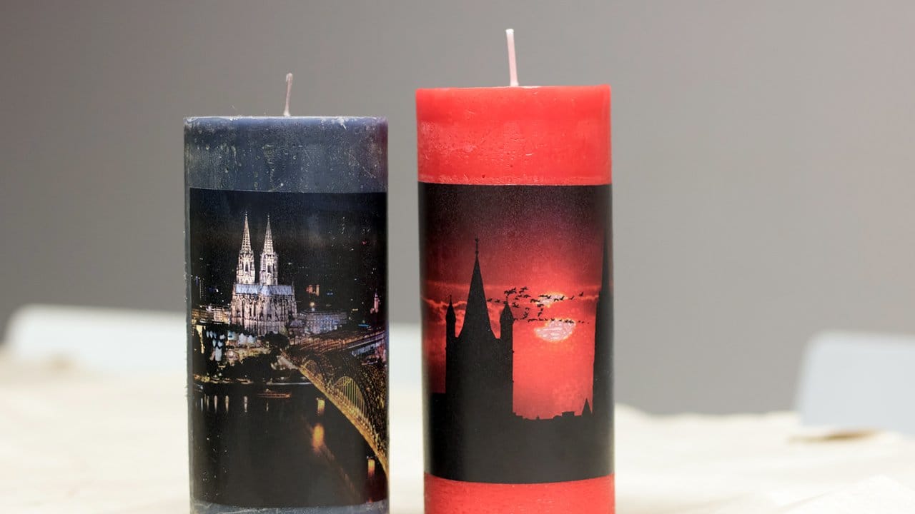 Eine schöne Idee: Kerzen mit Fotomotiven.