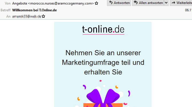 Betrüger geben vor eine Meinungsumfrage im Auftrag von t-online durchzuführen. Teilnehmer erhalten angeblich ein kostenloses iPhone oder Samsung-Handy. In Wahrheit schließen sie ein Abo ab, dessen Zweck unklar ist.