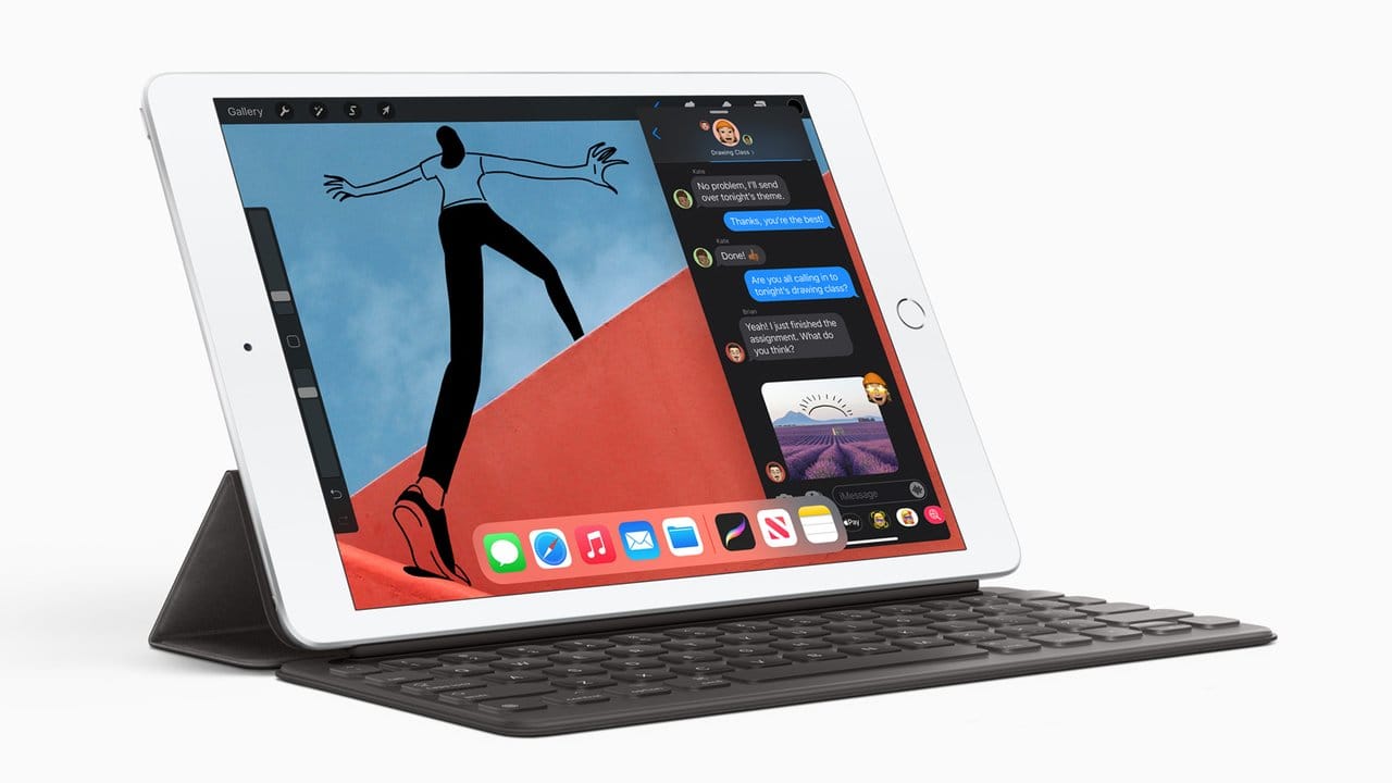 Auch das iPad 8 ist mit Tastatur zu haben - und so etwa gut für Schule oder Uni geeignet.