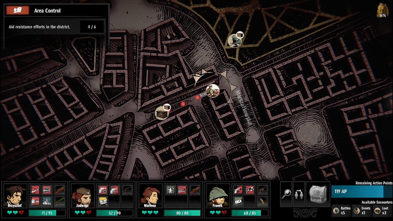 Guerilla-Krieg: Auf diesem Stadtplan müssen Spielerinnen und Spieler in "Warsaw" Feinden ausweichen und ihr nächstes Missionsziel finden.