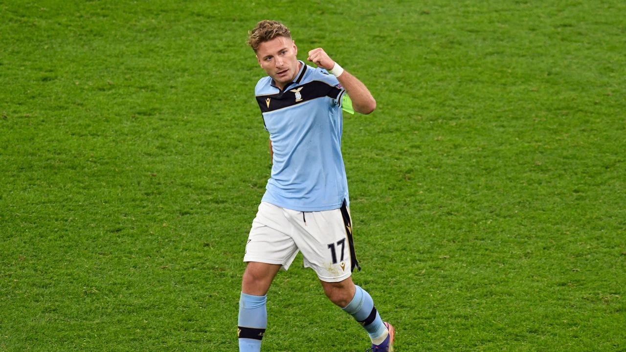 Ciro Immobile von Lazio Rom bejubelt sein Tor zum 1:1. Ciro Immobile von Lazio Rom bejubelt sein Tor zum 1:1.