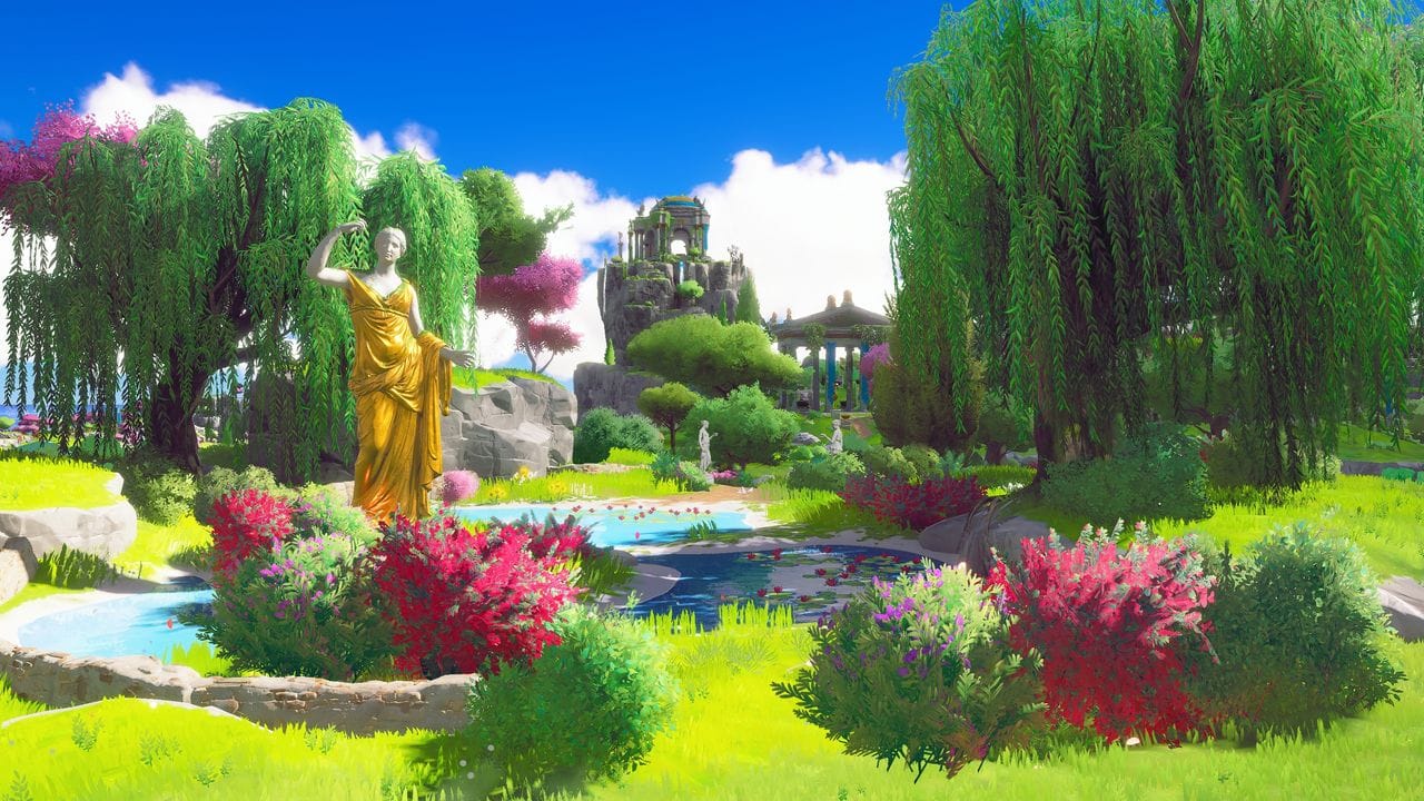 Kunterbunte Gärten: "Immortals Fenyx Rising" bietet Spielerinnen und Spielern eine sehr farbenprächtige Welt zum Erkunden.