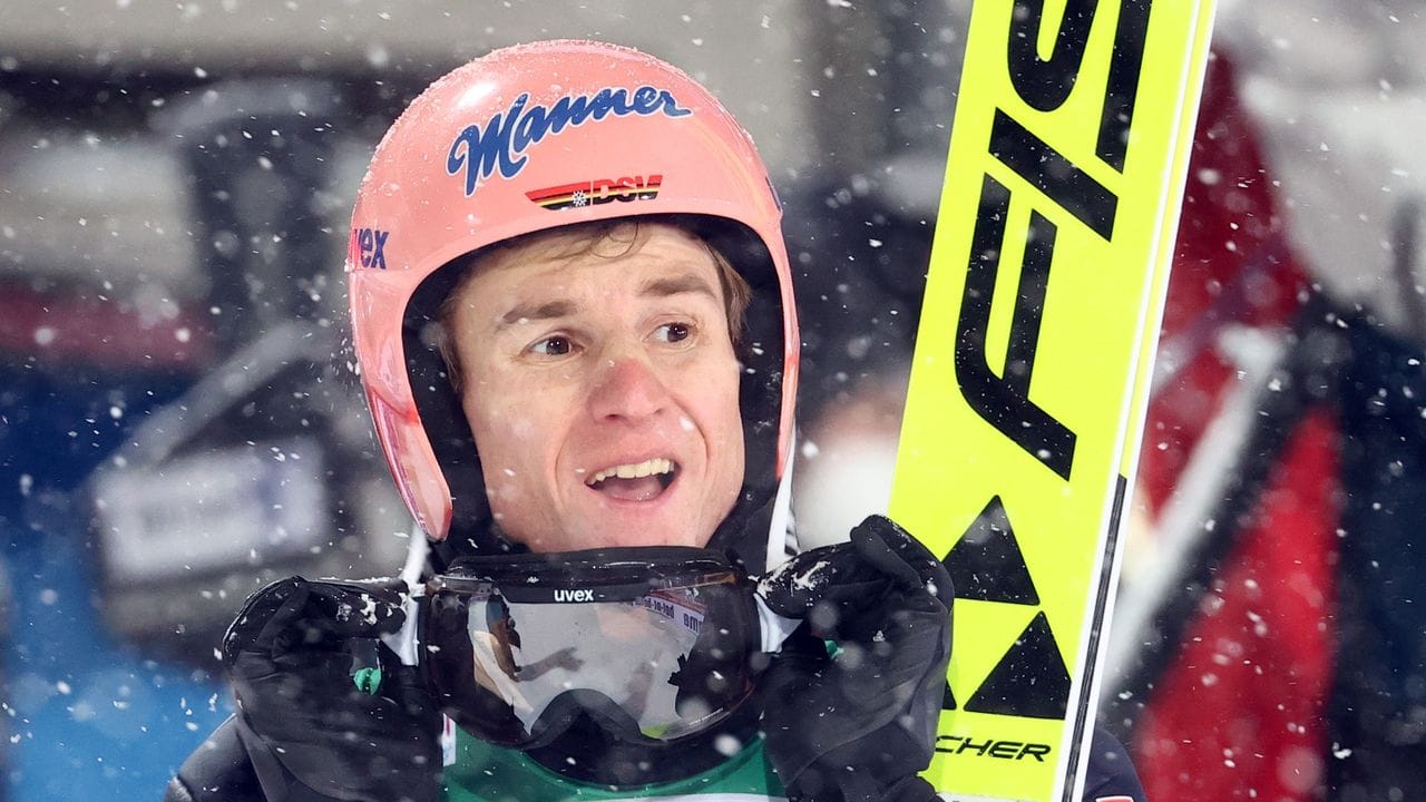 Hat bei der Qualifikation in Oberstdorf noch keine Top-Leistung gezeigt: Karl Geiger im Zielbereich. Hat bei der Qualifikation in Oberstdorf noch keine Top-Leistung gezeigt: Karl Geiger im Zielbereich.