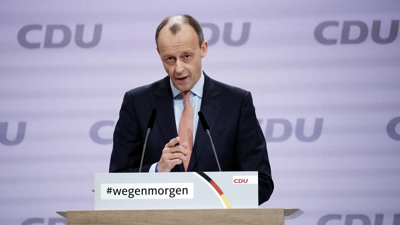 Der frühere Vorsitzende der Unionsfraktion und Kandidat um den Parteivorsitz, Friedrich Merz, spricht beim digitalen Bundesparteitag der CDU.