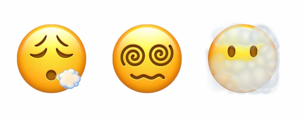 Neu sind ein Emoji-Gesicht, das von Wolken umgeben ist, ein Gesicht mit spiralförmigen Augen und ein Gesicht, das ausatmet. Zudem können Nutzer nun zwei neue Herz-Emojis verwenden: Ein Herz in Flammen und ein Herz mit Verband.