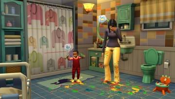 "Die Sims" ist ein Spiel wie das Leben selbst - eben auch mal mit vielen bunten Kinderfarbklecksen im Bad!.