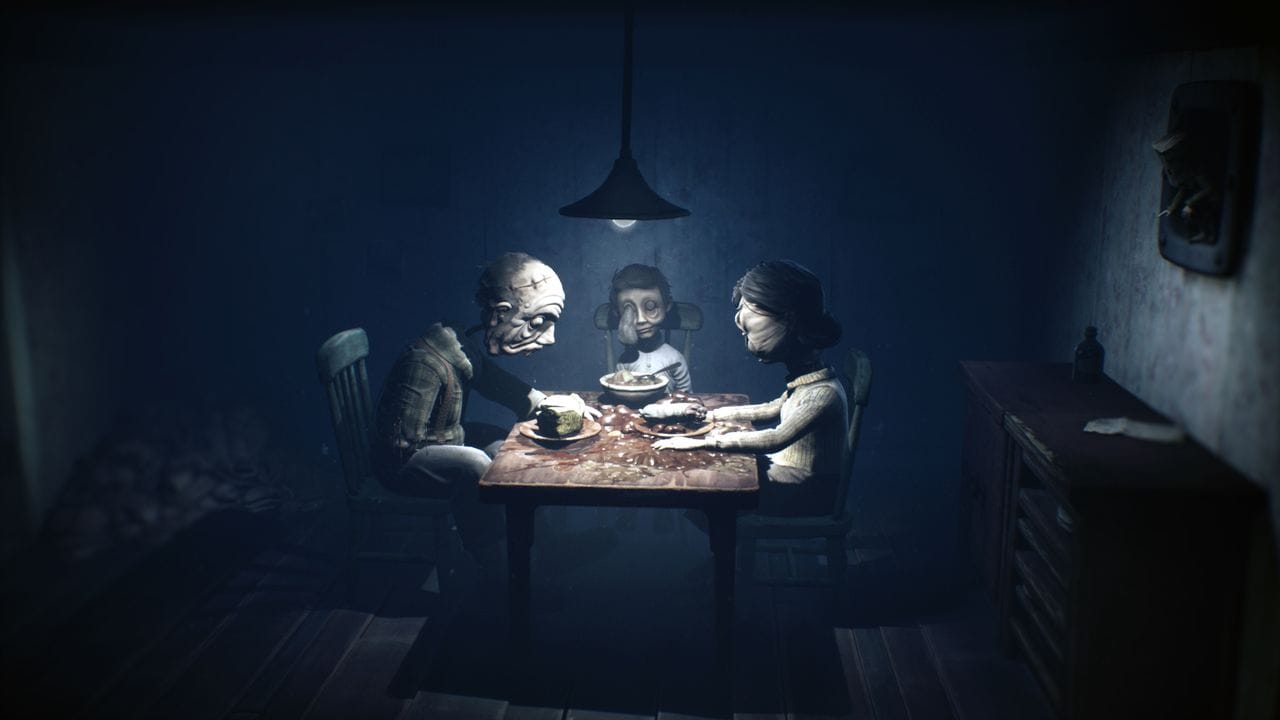 Tischszene in "Little Nightmares 2": Sieht ungemütlich aus, richtig ungemütlich. Tischszene in "Little Nightmares 2": Sieht ungemütlich aus, richtig ungemütlich.
