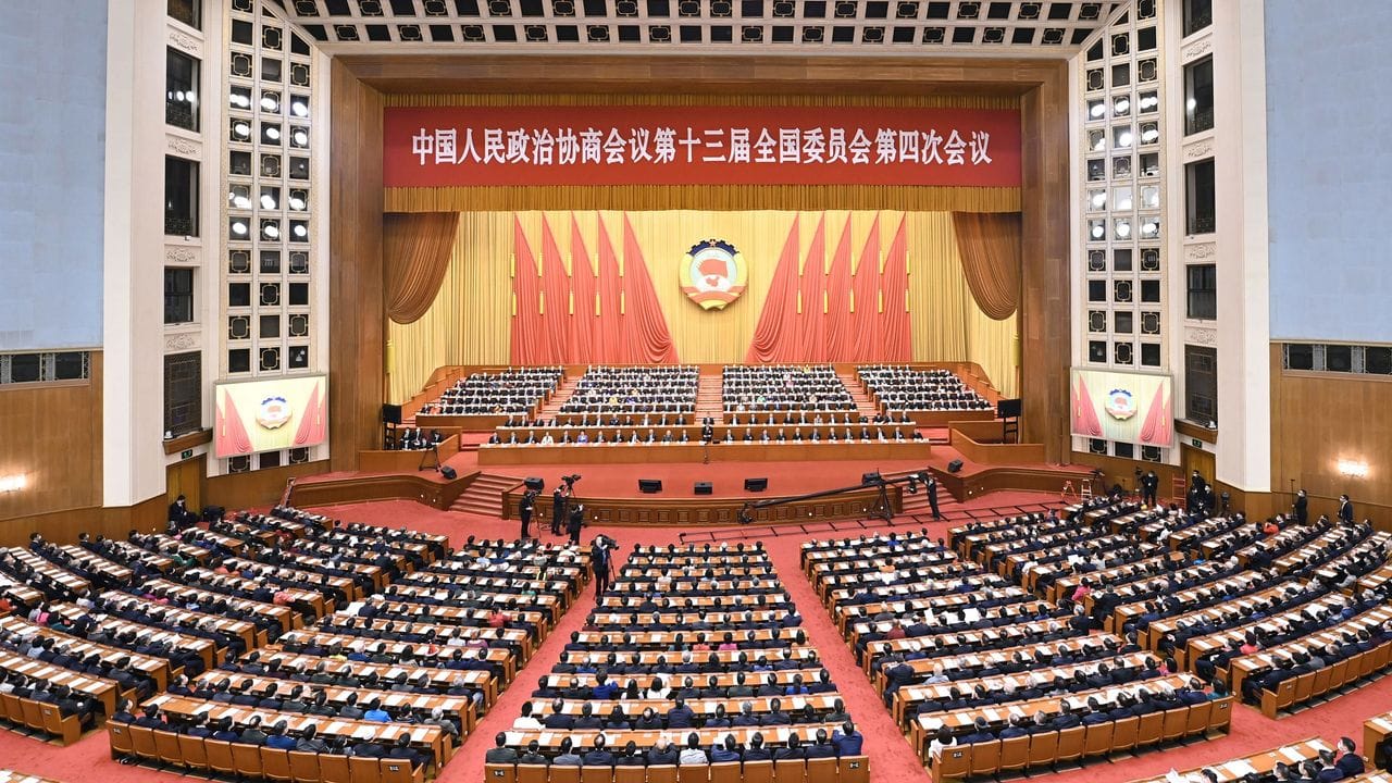 Abschlusssitzung der Chinesischen Politischen Konsultativkonferenz des Volkes (CPPCC) in der Großen Halle des Volkes in Peking.
