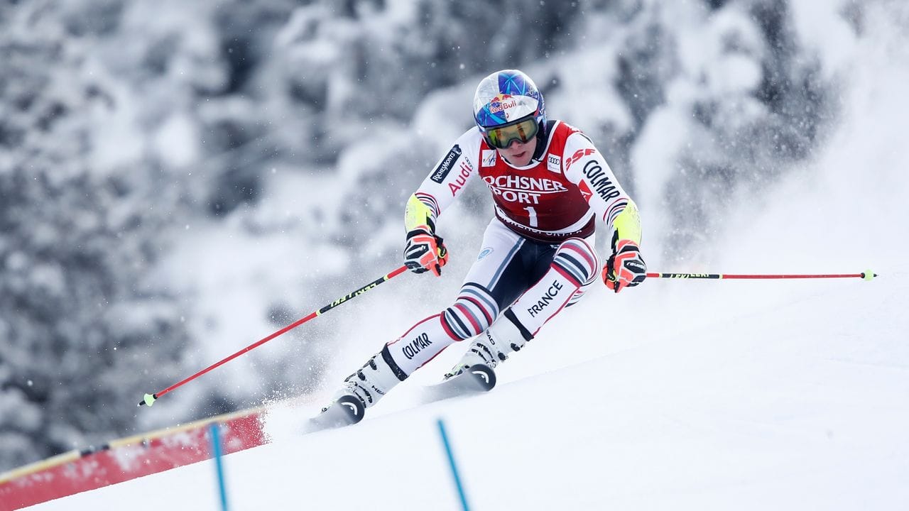 Alexis Pinturault beim Riesenslalom in Lenzerheide in Aktion. Alexis Pinturault beim Riesenslalom in Lenzerheide in Aktion.