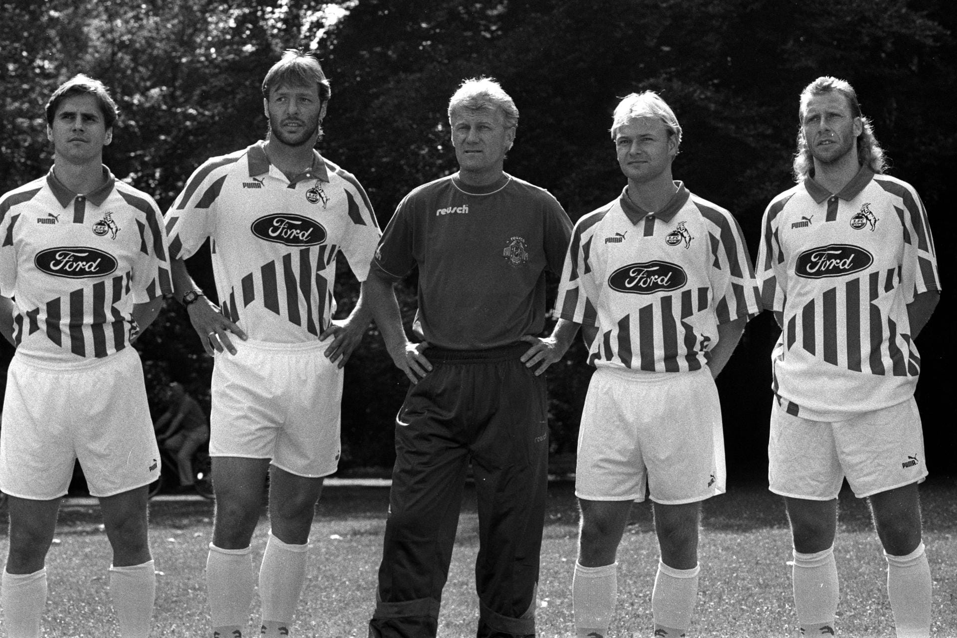 Neuzugänge 1 FC Köln 1994 1995 v li Dariusz Dziekanowski Reinhard Stumpf Trainer Morten Olsen