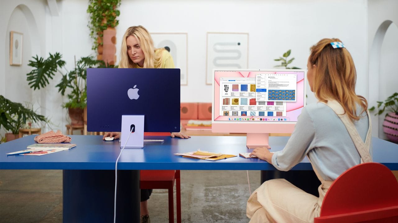 Farbenfrohe Arbeitsplätze: Die neuen iMacs bieten optisch Abwechslung.