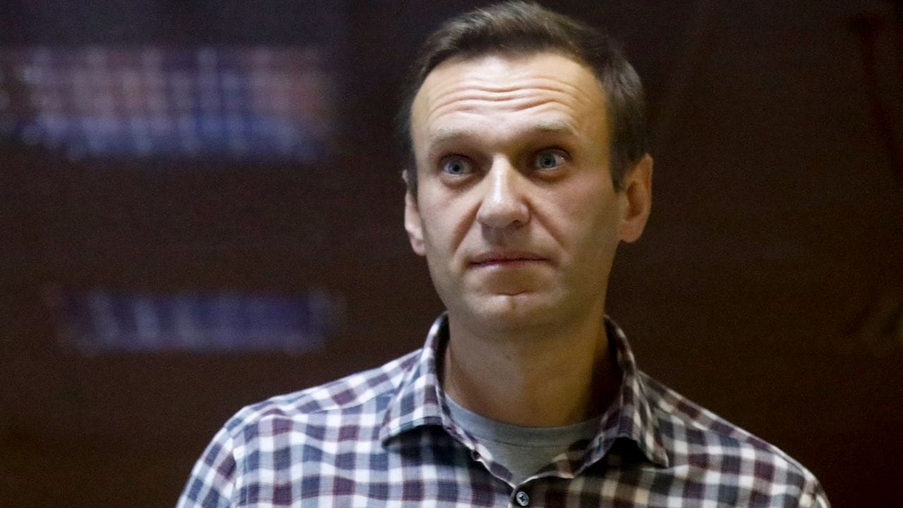 Der russische Oppositionsführer Alexej Nawalny steht in einem Käfig im Bezirksgericht Babuskinskij in Moskau, Russland.