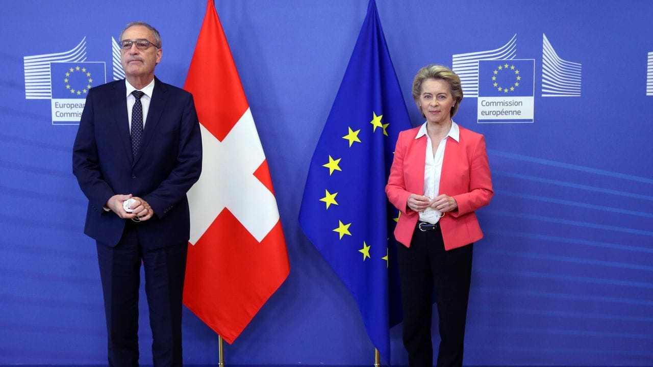 EU-Kommissionspräsidentin Ursula von der Leyen empfängt den Schweizer Bundespräsidenten Guy Parmelin in Brüssel.