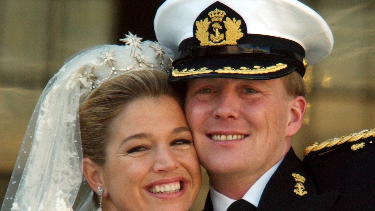 Máxima und Willem-Alexander der Niederlande bei ihrer Hochzeit 2002.
